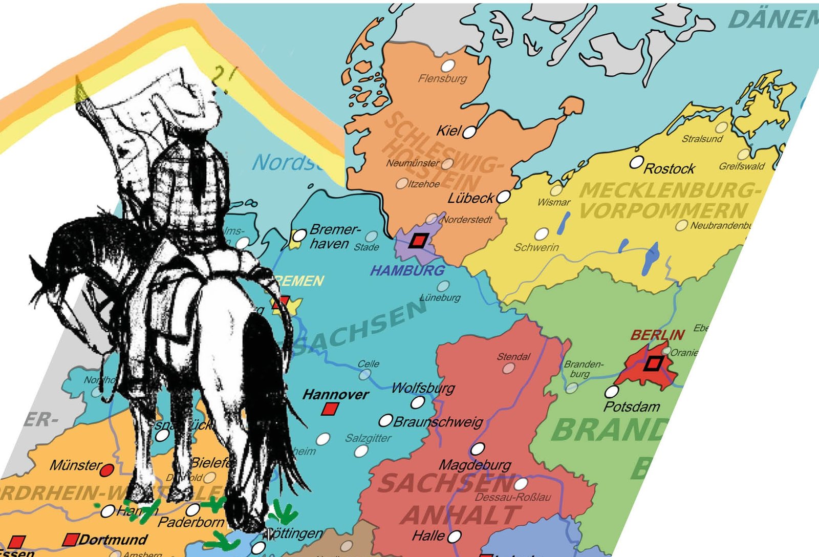 Wanderreiter mit Dach auf Karte Quartier für Wanderreiter